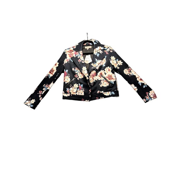 Philosophy Faux suede floral print moto jacket, size small - Picture 1 of 12